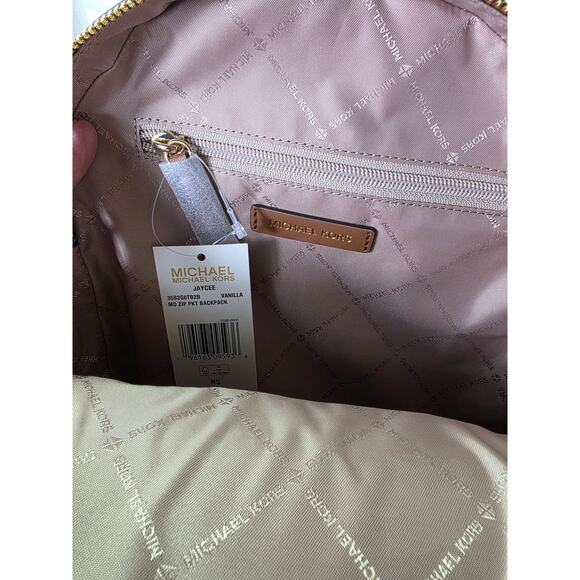 MICHAEL KORS Medium NEW Jaycee Logo Print Bookbag  Backpack Vanilla Brown NWT - Picture 5 of 16